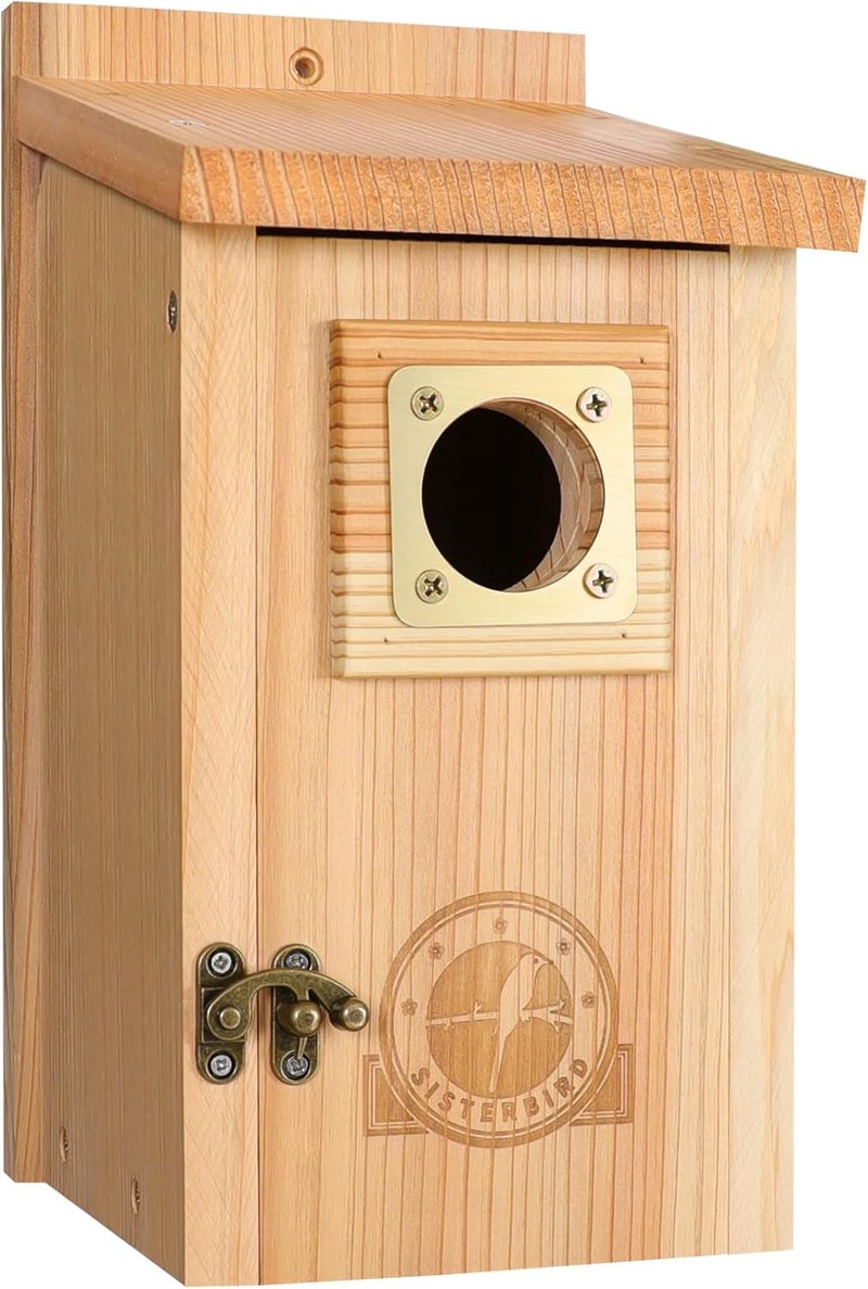 SISTERBIRD Bird Houses for Outside, Bluebird Houses for Outside, Wooden Birdhouses for Outdoors, Garden Decoration Bird House, Nesting Birdhouse, Bluebird Finch Swallow Wren Chickadee - Image 1